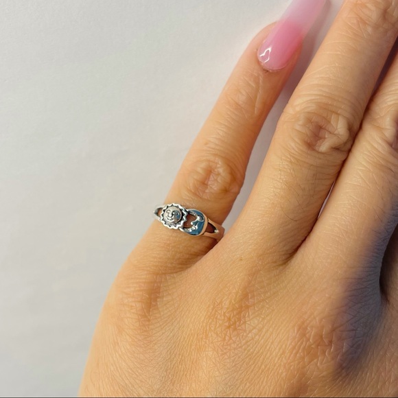 Sterling silver sun and moon ring, sun ring, moon ring, silver sun and moon ring - Picture 9 of 10